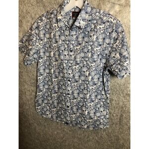 UNTUCKit Shirt Men Small Blue Slim Monkey Jungle Tropics Resort Casual Career